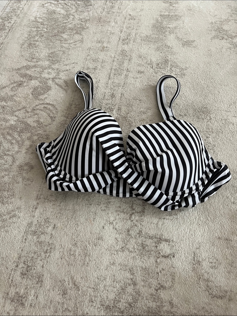 Black & White Striped Women's Bra - Classic Stripe Support